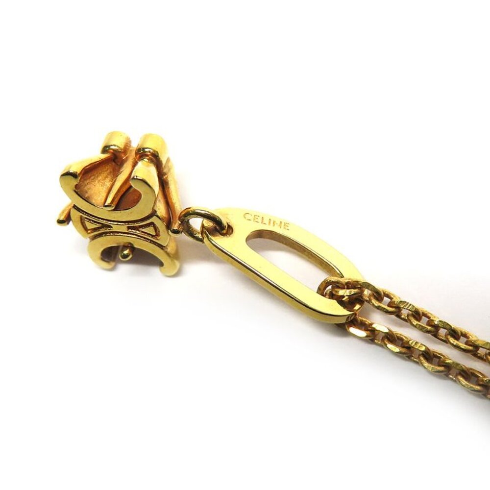 Celine Triomphe Solitaire Necklace Gold Finish Brass Accessory - Picture 6 of 10